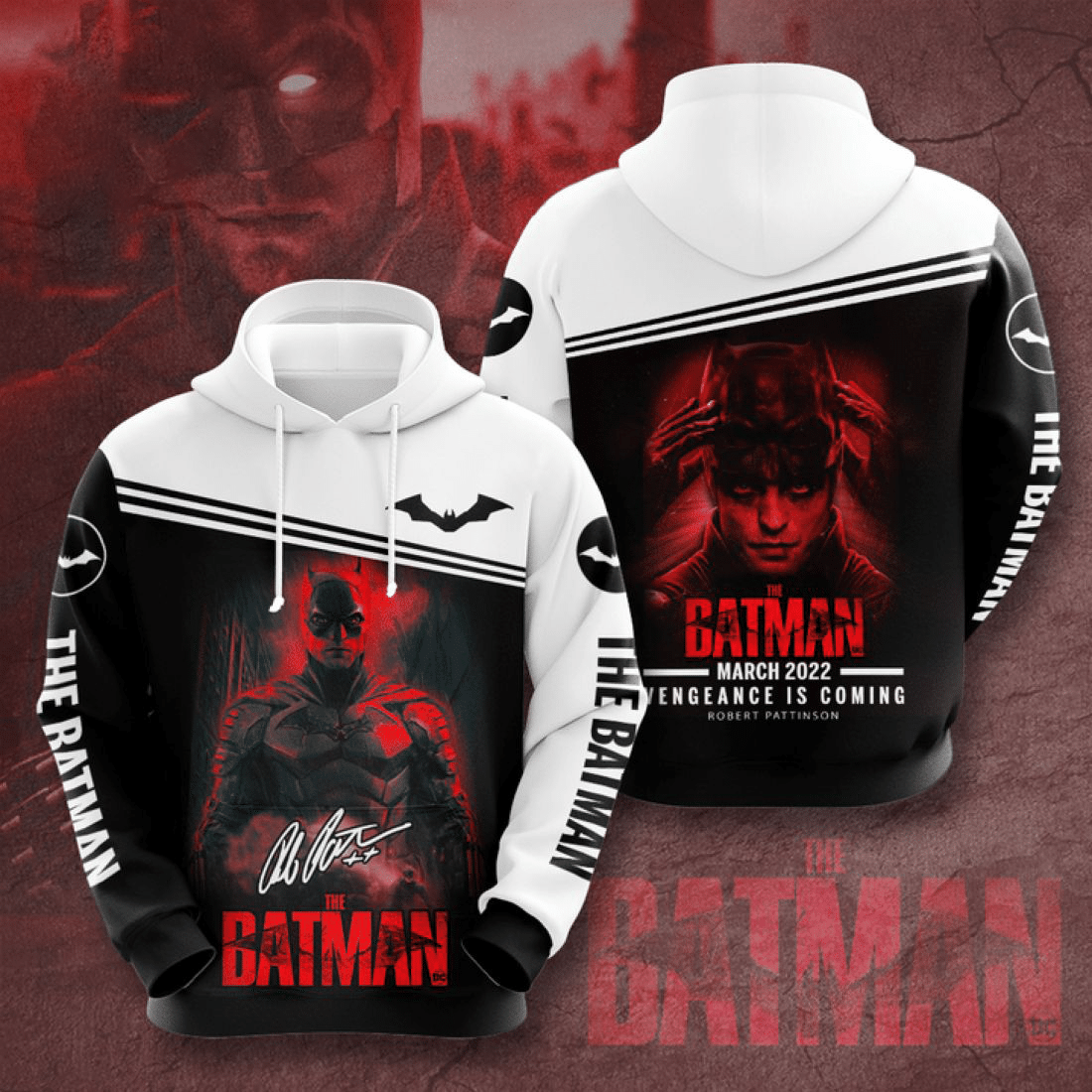 Unifinz Batman Hoodie The Batman Vengeance Black White Hoodie 2022