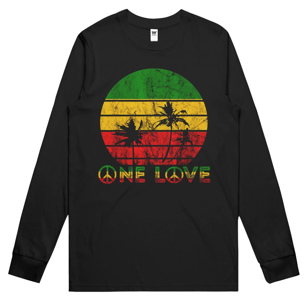 Rasta Reggae One Love Retro Vintage Sunset Jamaica Vacation Long Sleeve T Shirts