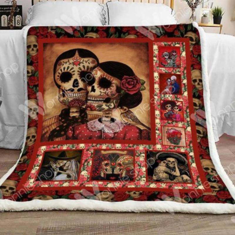 Skull #1110-13 83O99 Sherpa Blanket