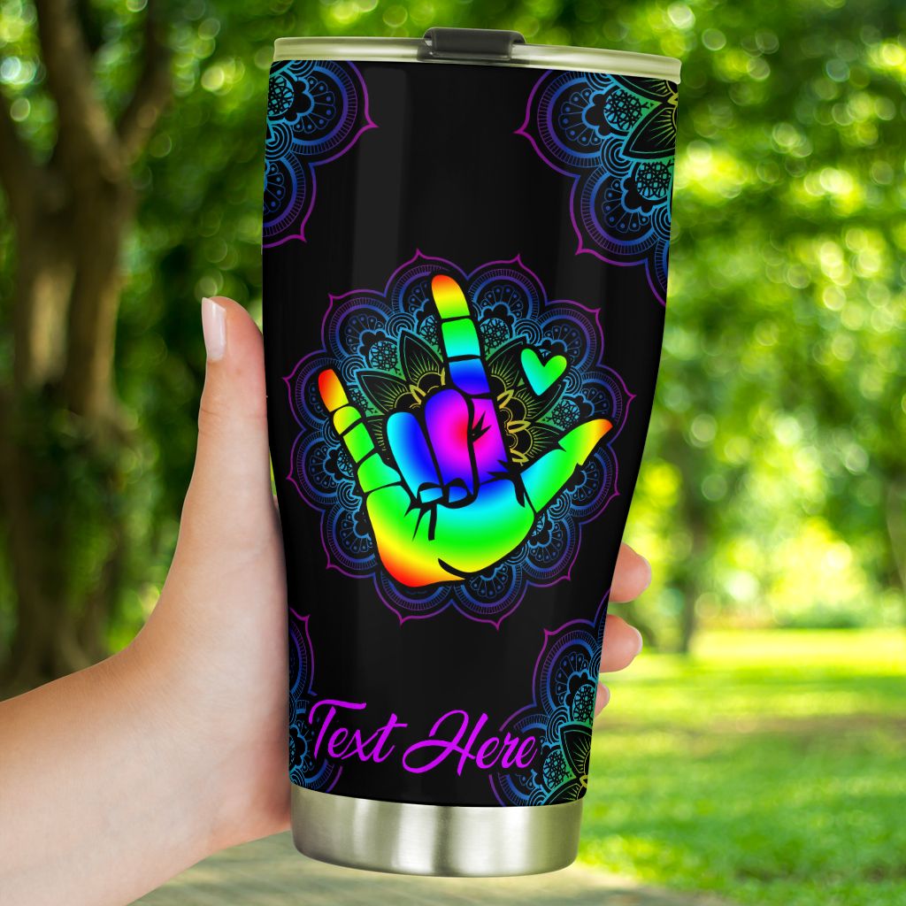 133CNVASLDS – Sign Language Mandala Customize Name Tumbler