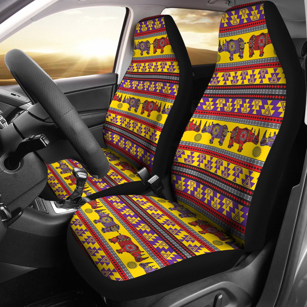 Rhino African Afro Dashiki Adinkra Kente Ethnic Motifs Universal Fit Car Seat Covers