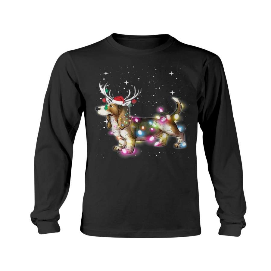 Christmas Lights Basset Hound Sweatshirt & Hoodie