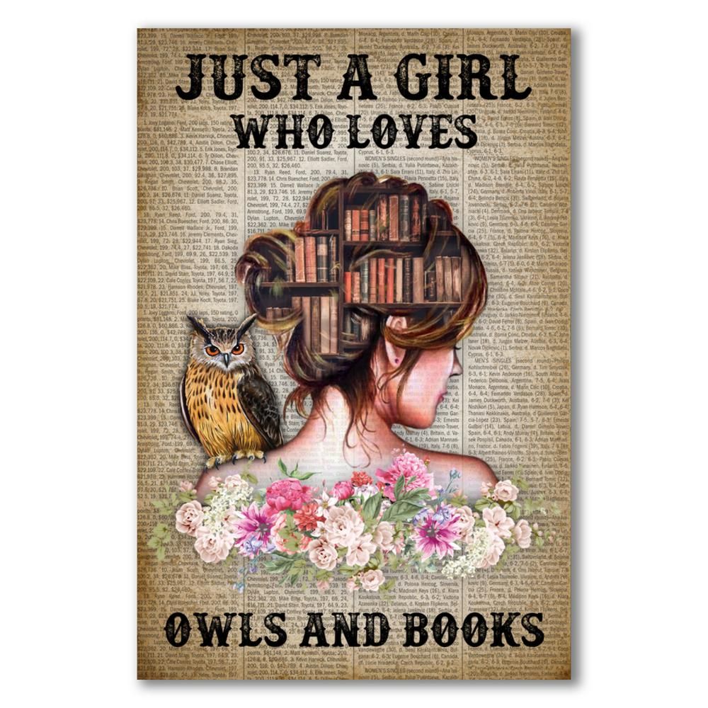 Just A Girl Who Loves Owls And Books Custom Canvas Prints, Custom ...