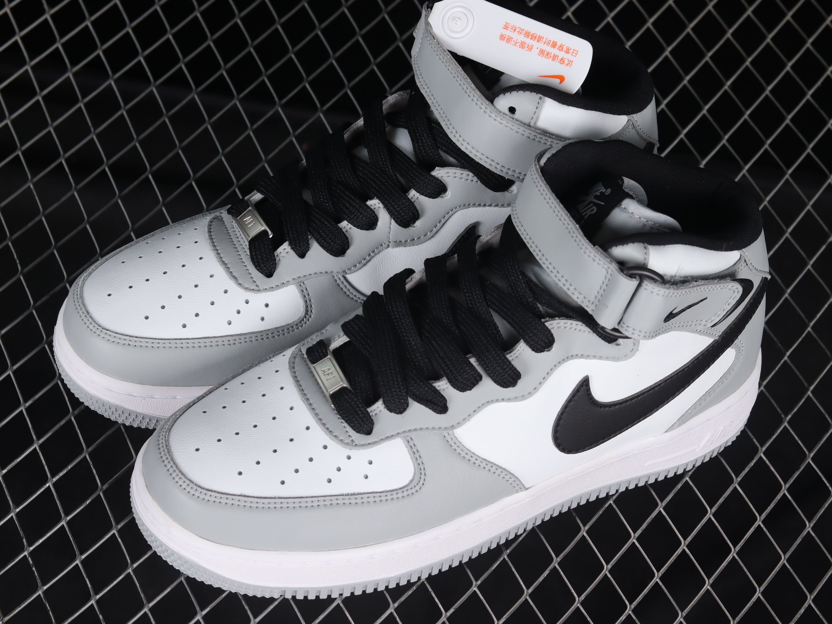 Nike Air Force 1 07 Mid Grey Black White Shoes Sneakers SNK333113556