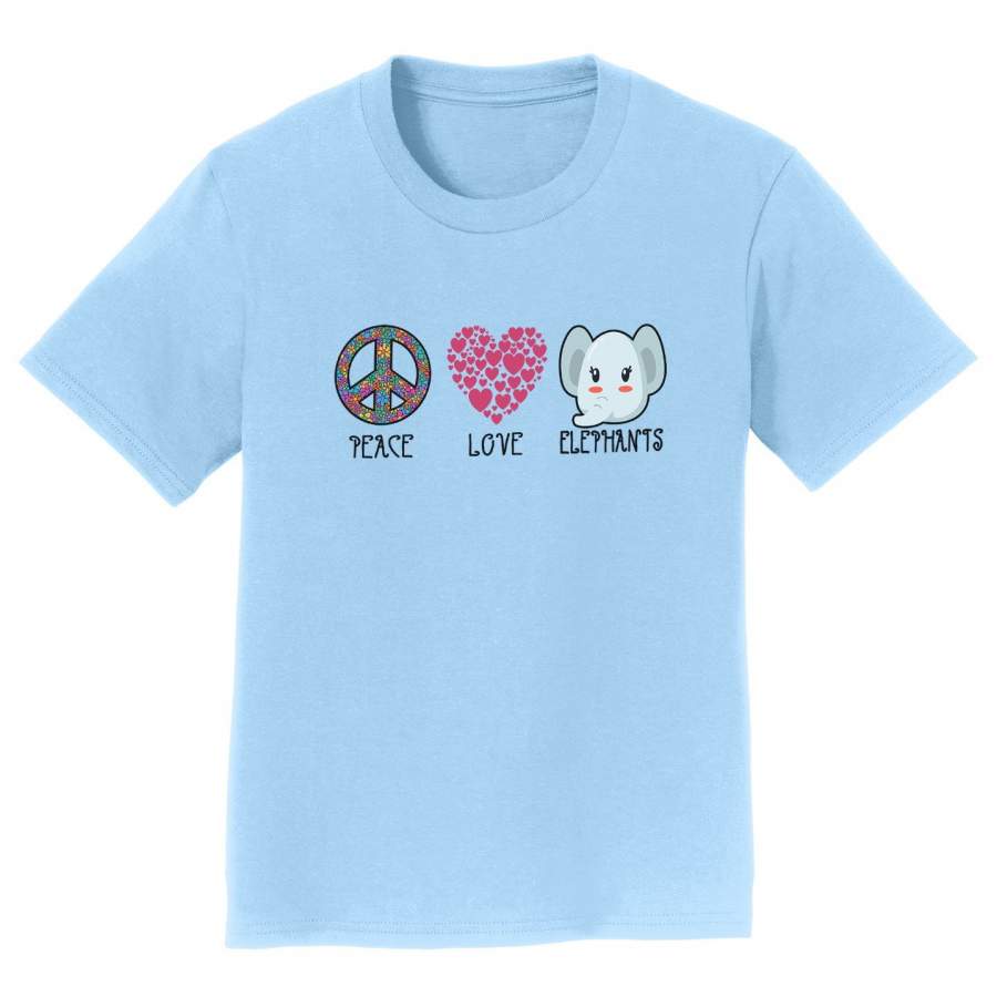 Peace Love Elephants – Kids’ Unisex T-Shirt