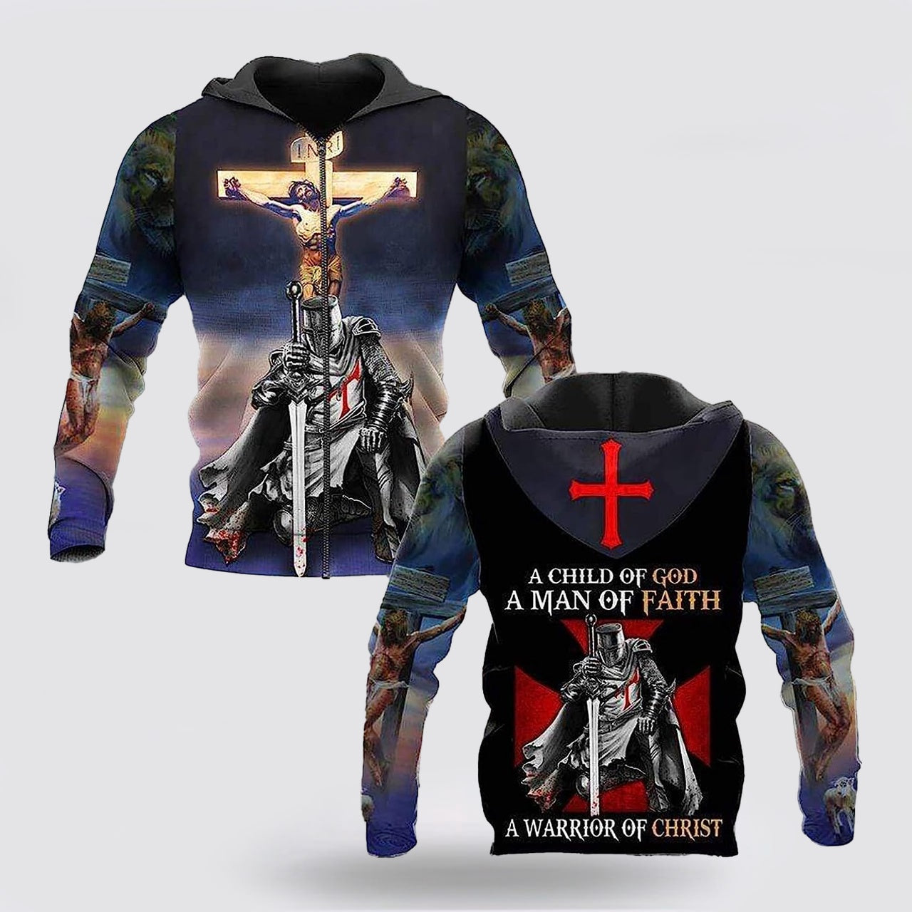 Jesus Knight Templar Child Of God 3D Hoodies For Women Men  Christian Apparel Hoodies