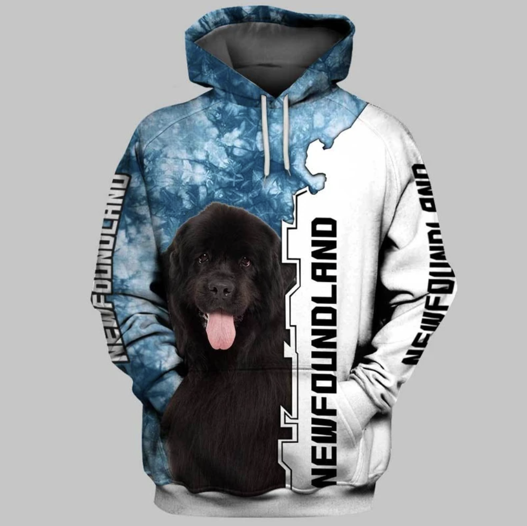 Newfoundland Puppy Dog Art 3D Hoodie For Men & Women