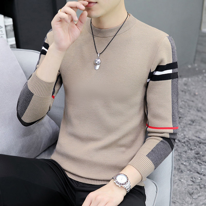 Crewneck large size sweater men’s loose knit bottoming shirt autumn and winter dad sweater alx