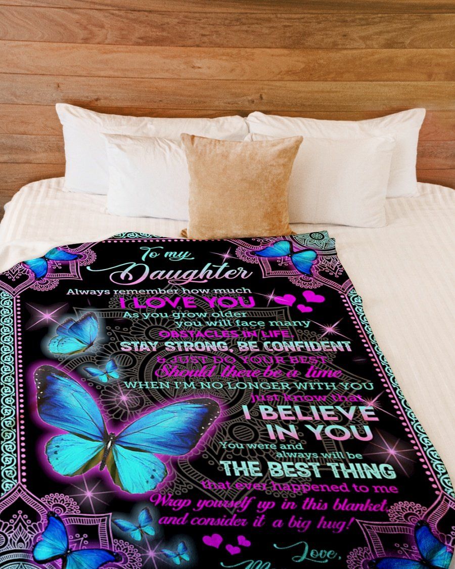 Butterfly Mandala Gift For Daughter I Believe In You Fleece Blanket, Sherpa Blanket, Gift For Aunt Gift For Parent, Family Member, Friends Gift, Christmas Gift, Home Decor, Home Living