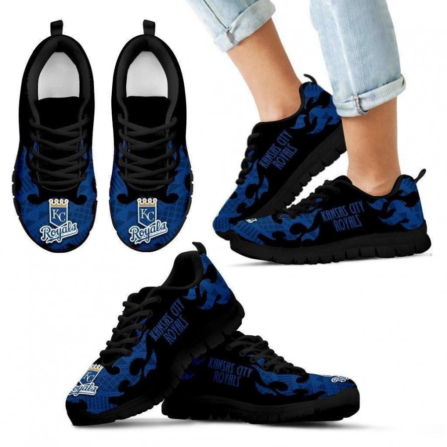 Tribal Flames Pattern Kansas City Royals Sneakers #167