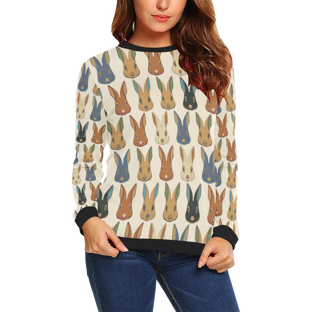 Rabbit Pattern Print Design Rb04 Women Long Sleeve Sweatshirt