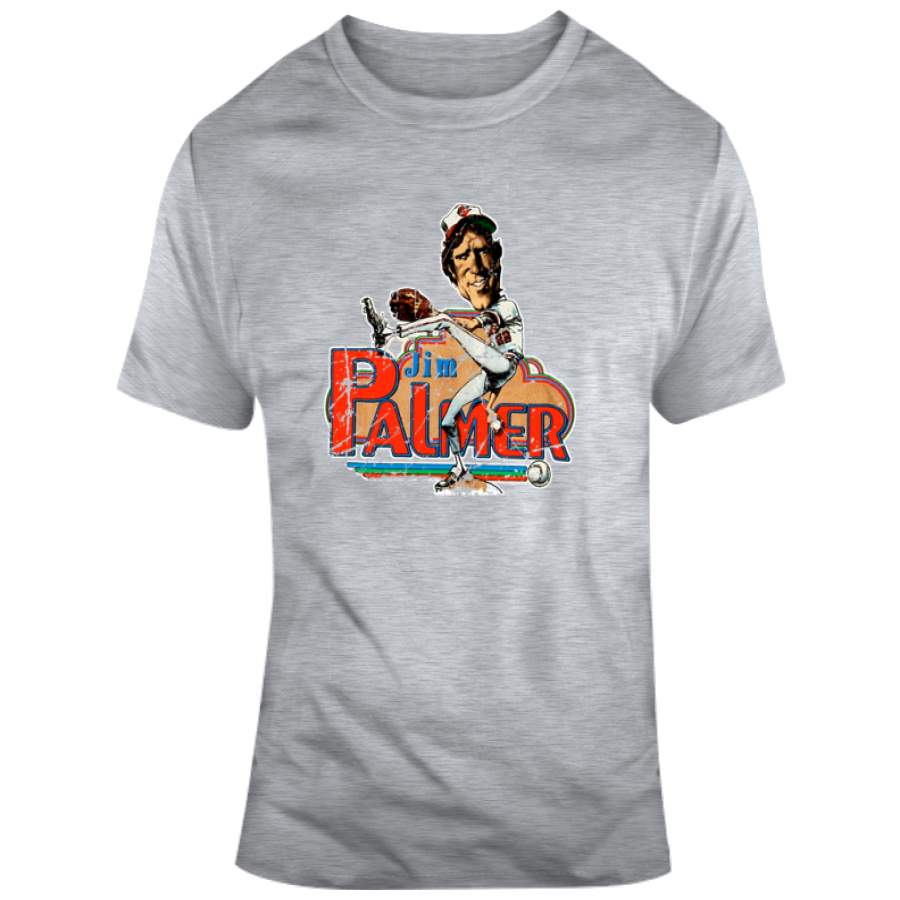 Jim Palmer Baseball Baltimore Distressed Retro Caricature T Shirt