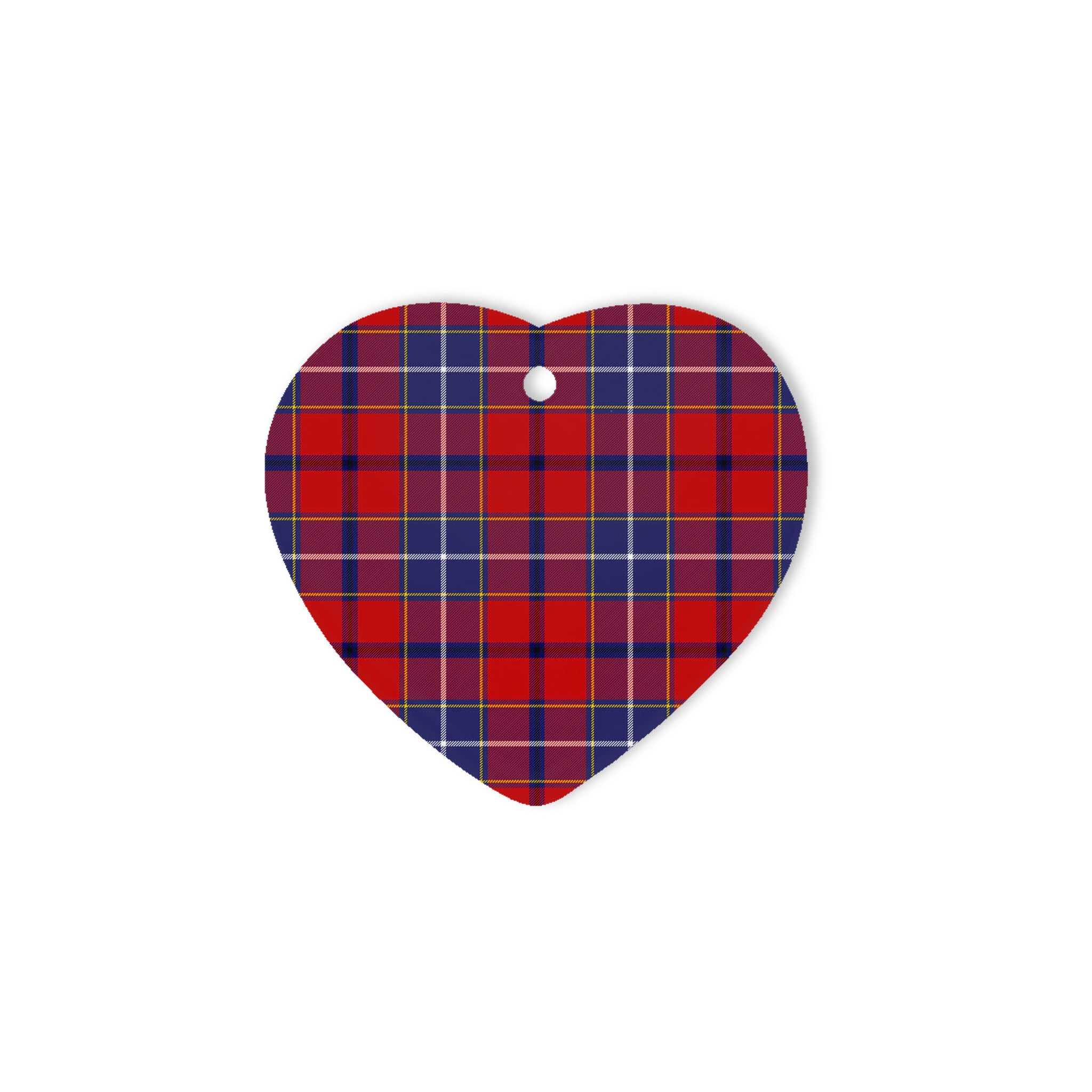 Wishart Dress Tartan Heart Ornaments, Christmas Tree Ornament, Plaid Christmas Ornaments, Ceramic Heart Christmas Tree Decoration