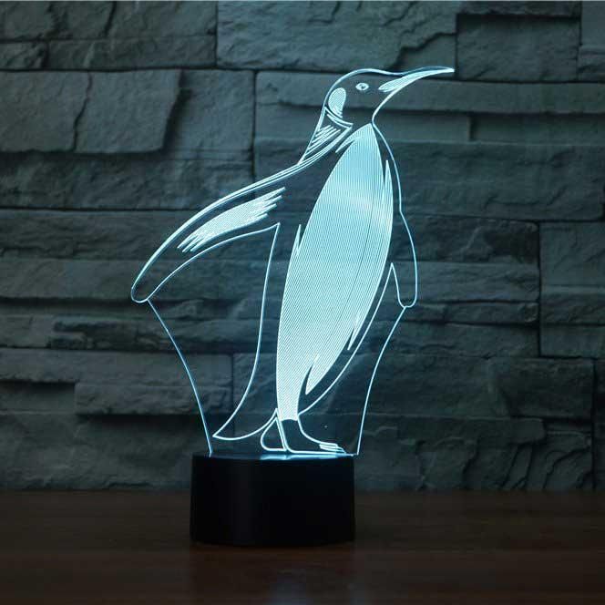 Cute Penguin Walking Pattern 3D Illusion Night Light Led Light