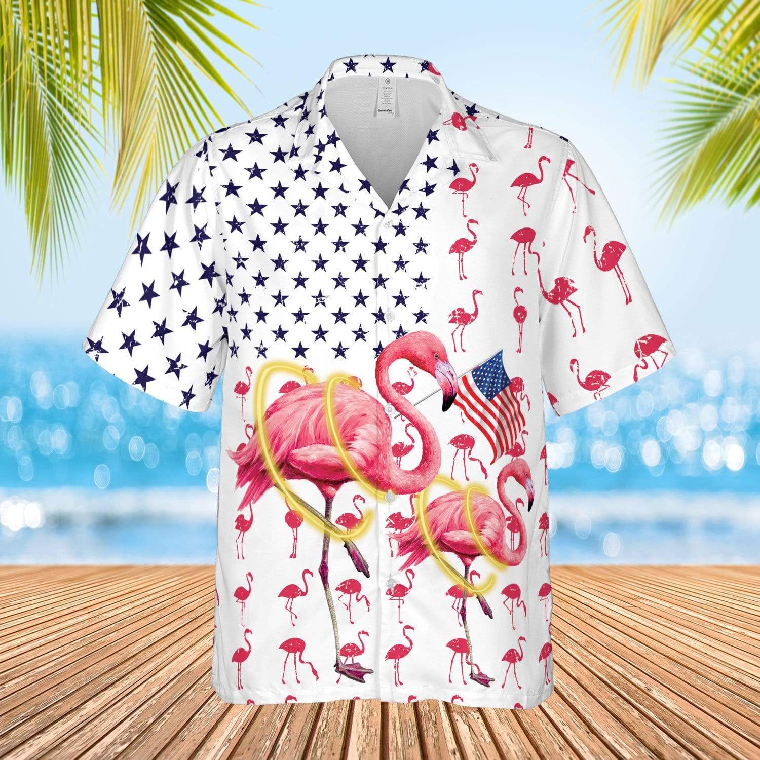 American Flag Flamingo Independence Day Unisex Hawaiian Shirts – Beach Shorts #200721H