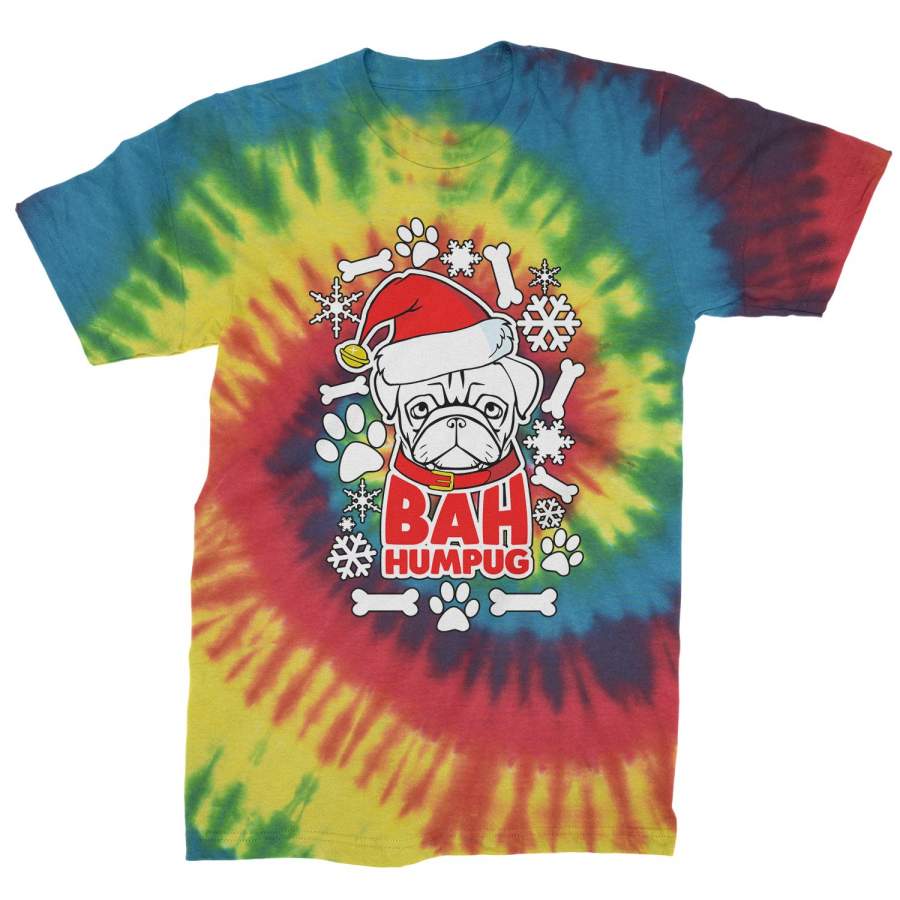 Bah HumPug Ugly Christmas Holiday  Mens Tie-Dye T-shirt