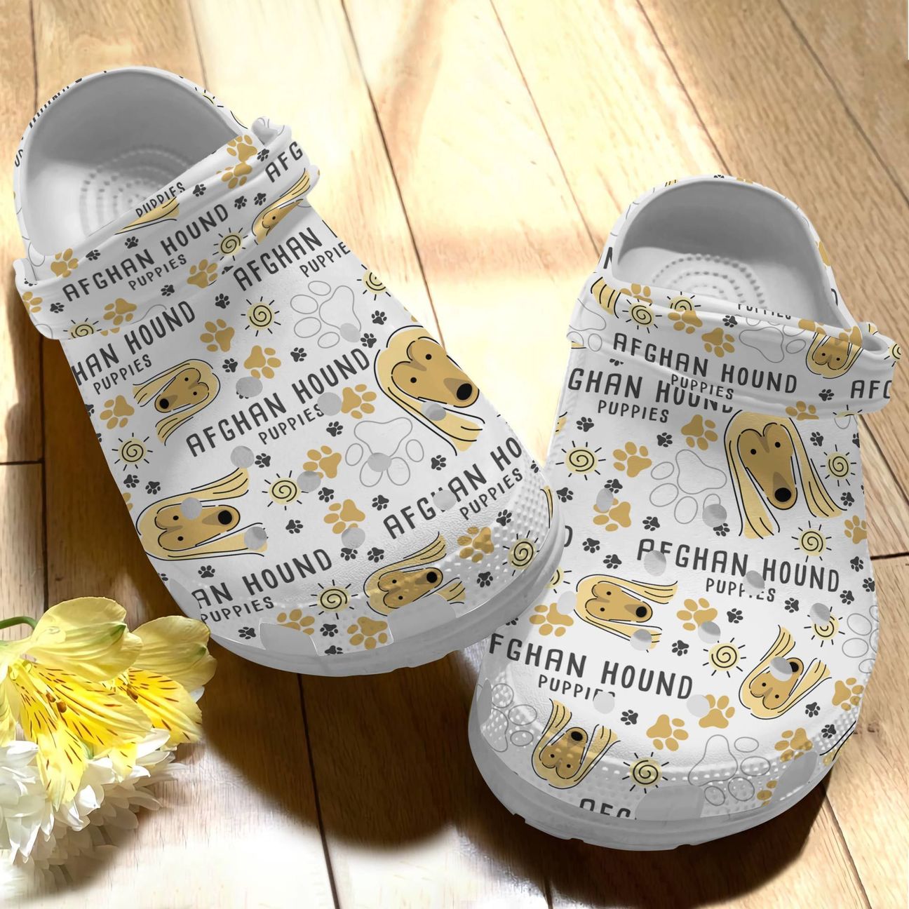 Dog Personalize Clog, Custom Name, Text, Fashion Style For Women, Men, Kid, Print 3D Afghan Hound V1