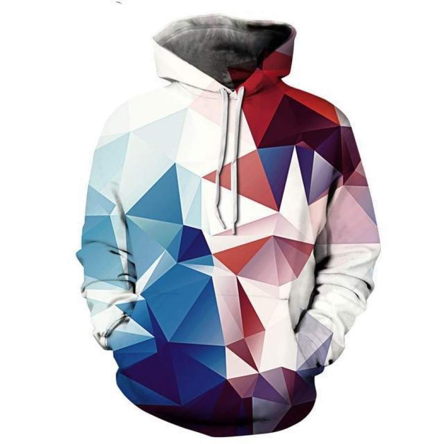 2018 New Fashion 3d Hooded Sweatshirt Ancient Lion Triangle color blocks print Men/Women Galaxy Wolf Hoodies Sweatshirts