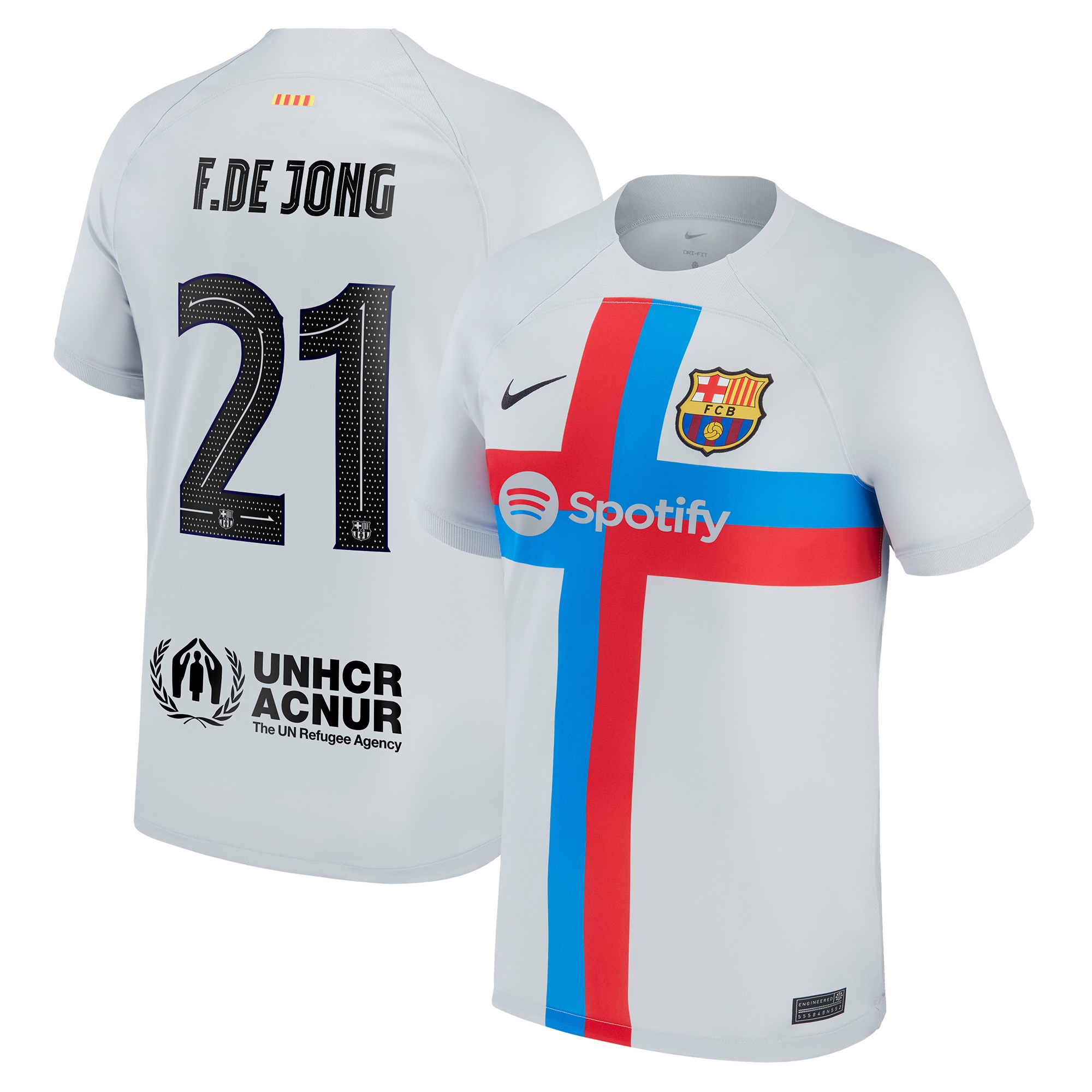 Frenkie de Jong Barcelona 2022/23 Third Breathe Stadium Replica Player Jersey – Gray