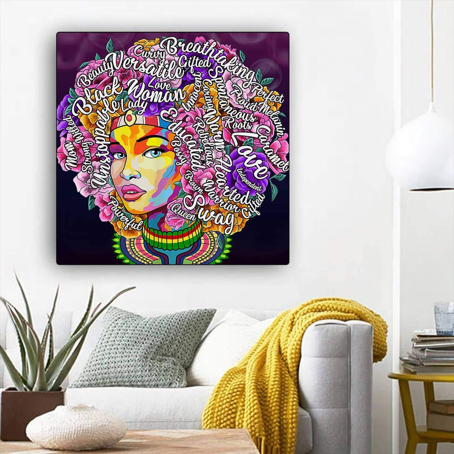 Black History Art Beautiful Afro American Girl African American Canvas Wall Art Afrocentric Home Decor Ideas BPS23540