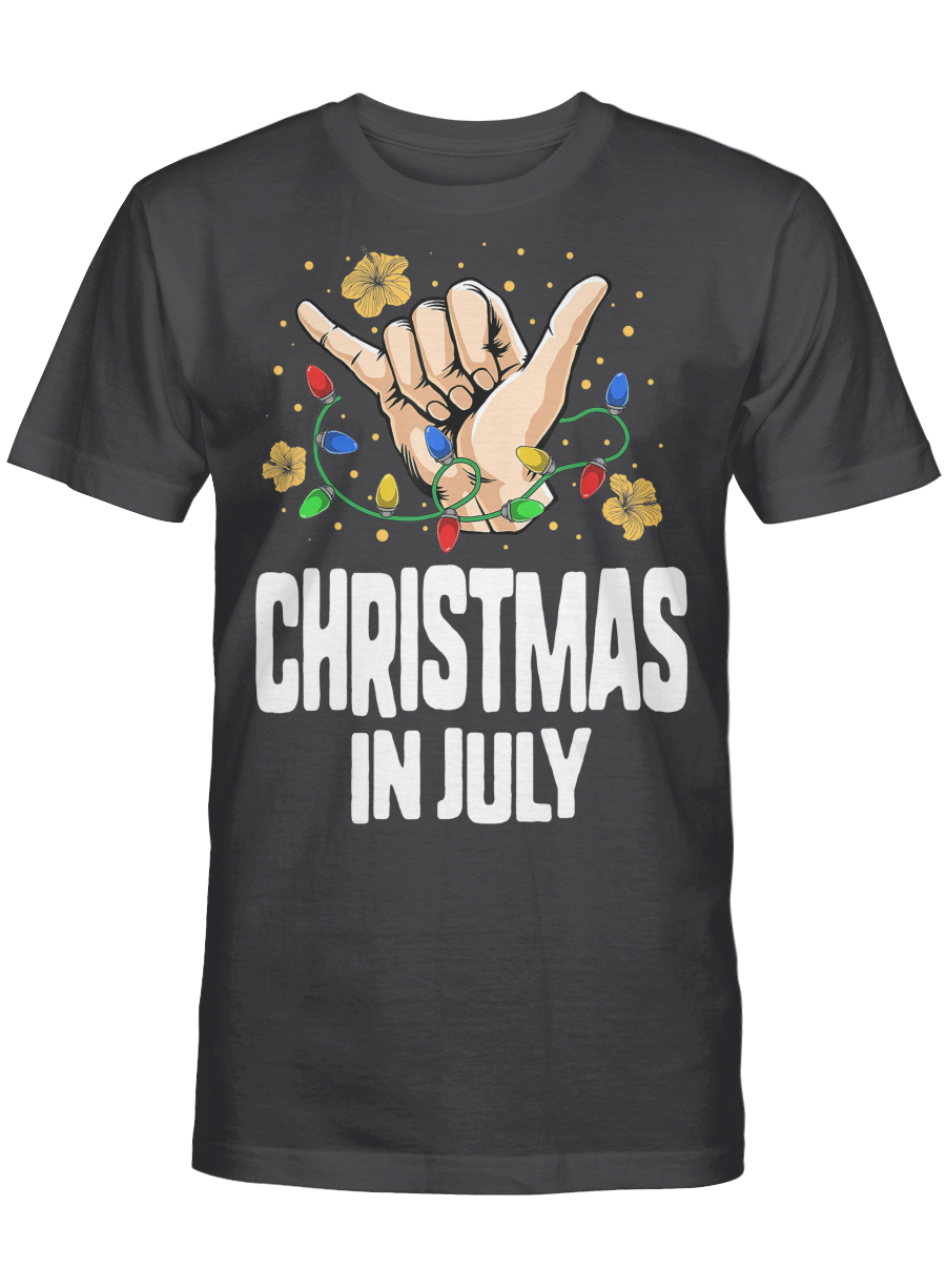 AmazeStyleZ Santa’s Reindeer, Ugly Christmas Sweater, Christmas Gift Ideas, Christmas In July Hawaii Flower Beach Xmas Tree Music Summer T-Shirt