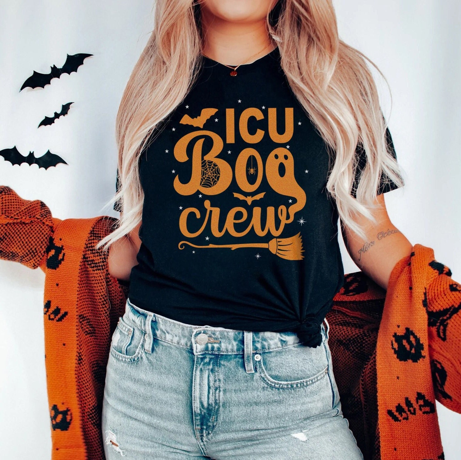 Halloween ICU Crew Nurse T-shirt, Spooky Boo Group Ghost Micu Sicu Halloween Shirt, Critical Care Nurse Rn Fall Tshirt Pumpkin Gift tee