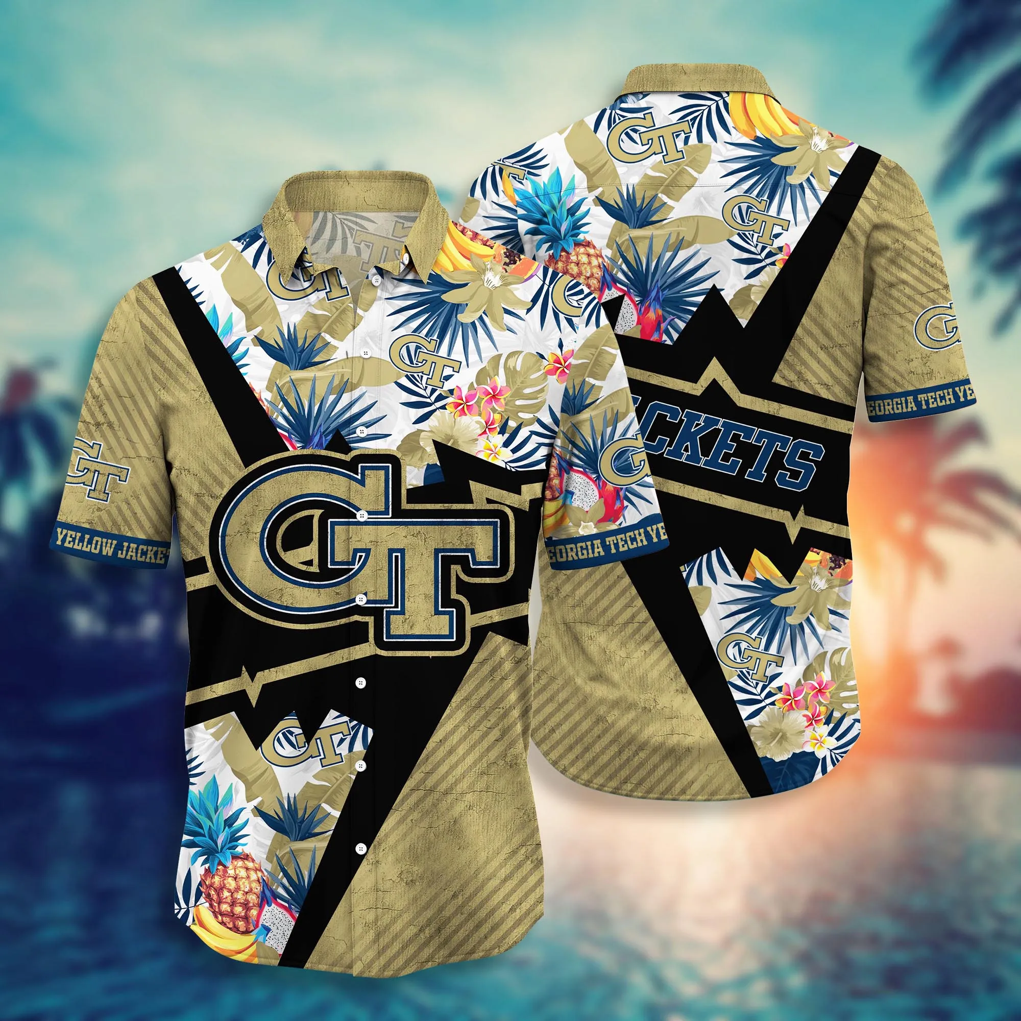 Georgia Tech Yellow Jackets NCCA Hawaiian Shirt Sun Dresses Aloha Shirt