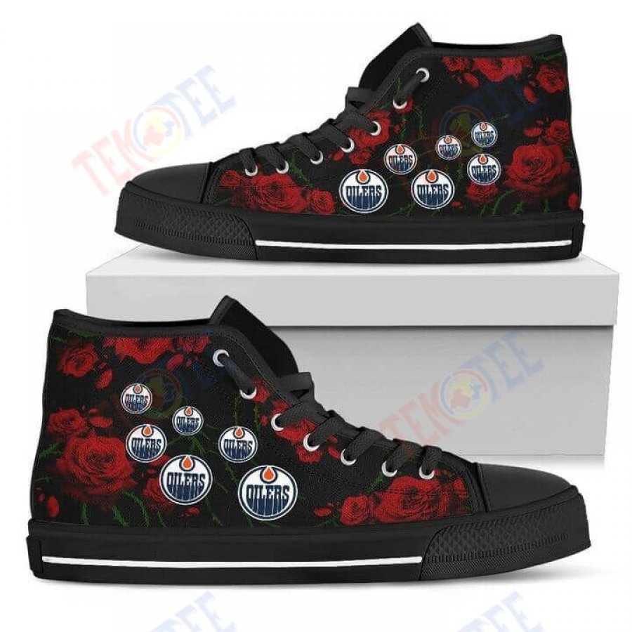 Mens Womens Lovely Rose Thorn Incredible Edmonton Oilers High Top Shoes TMT657