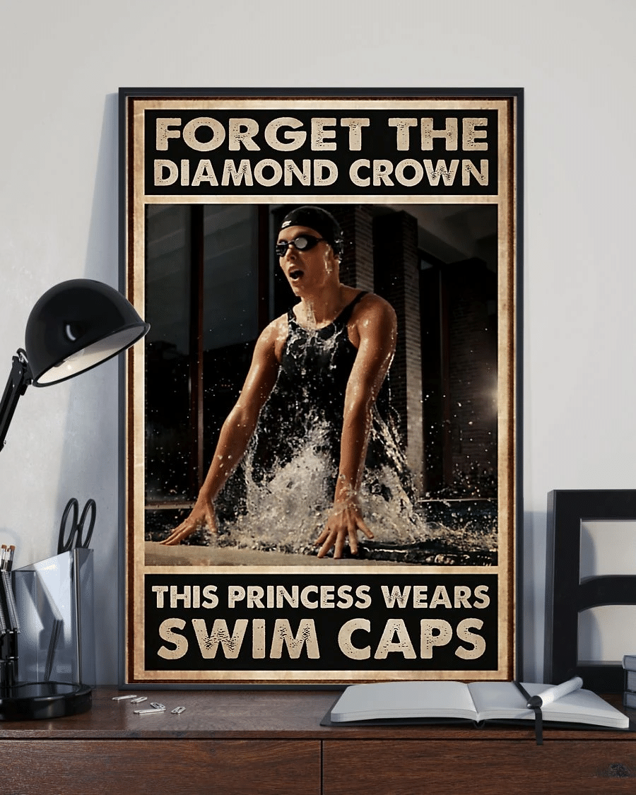 Swimming Girl Poster Canvas – This Princess Wears Swim Caps Swimmer Home Decor Wall Art Evg80682