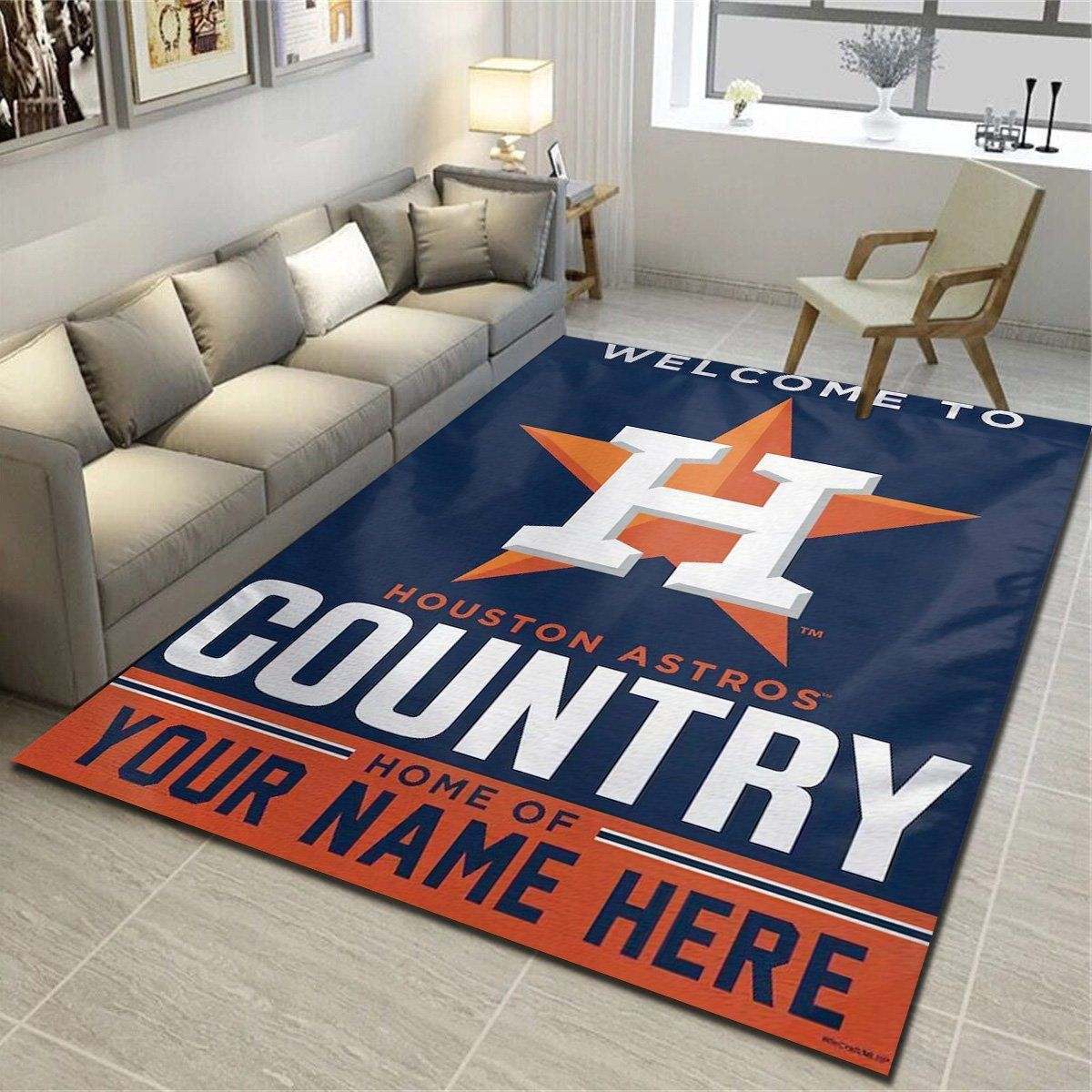 Houston Astros Personalized Rug, Team Living Room Bedroom Carpet, Customized Floor Mat Home Decor