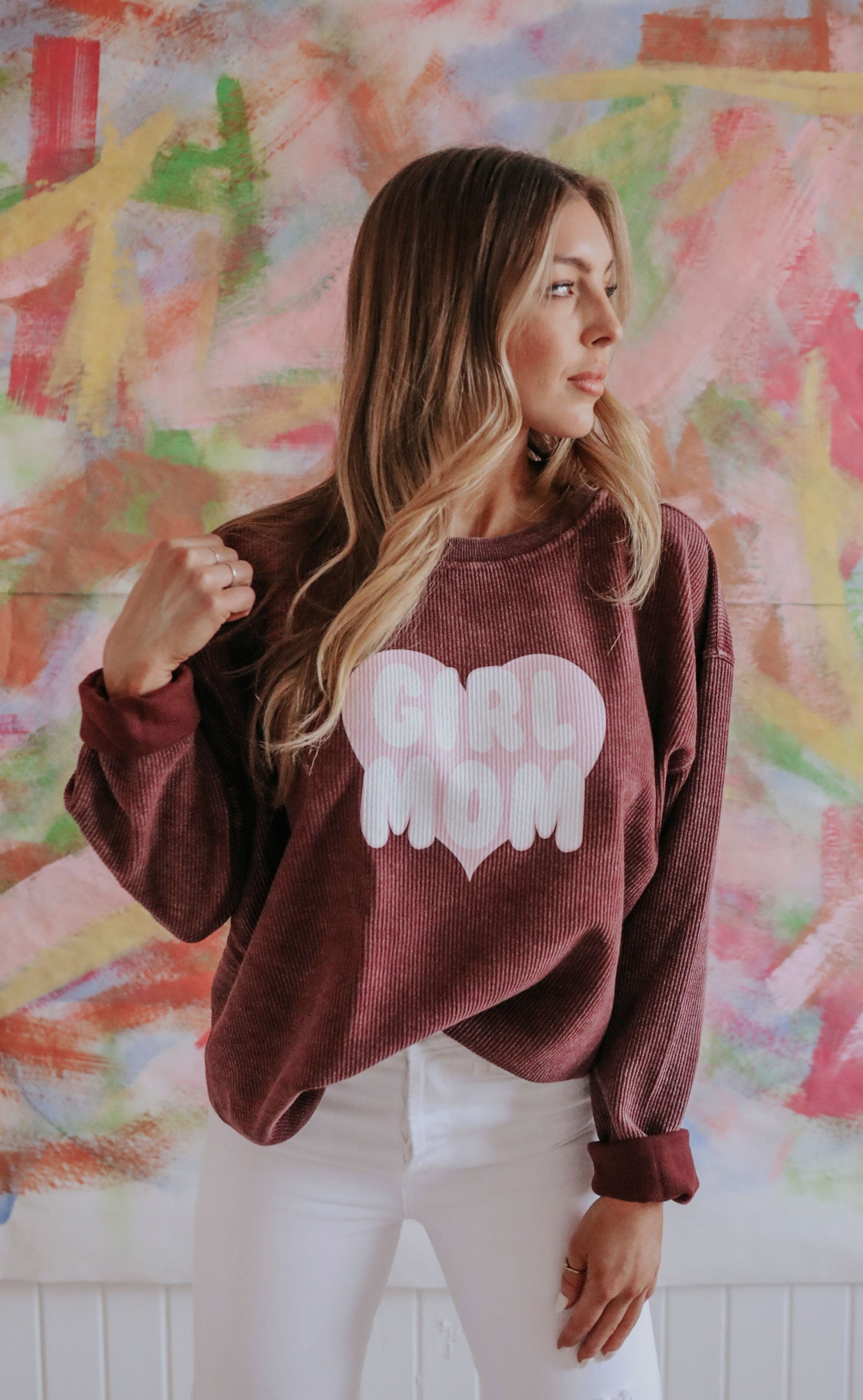 Friday + Saturday: Girl Mom Corded Sweatshirt