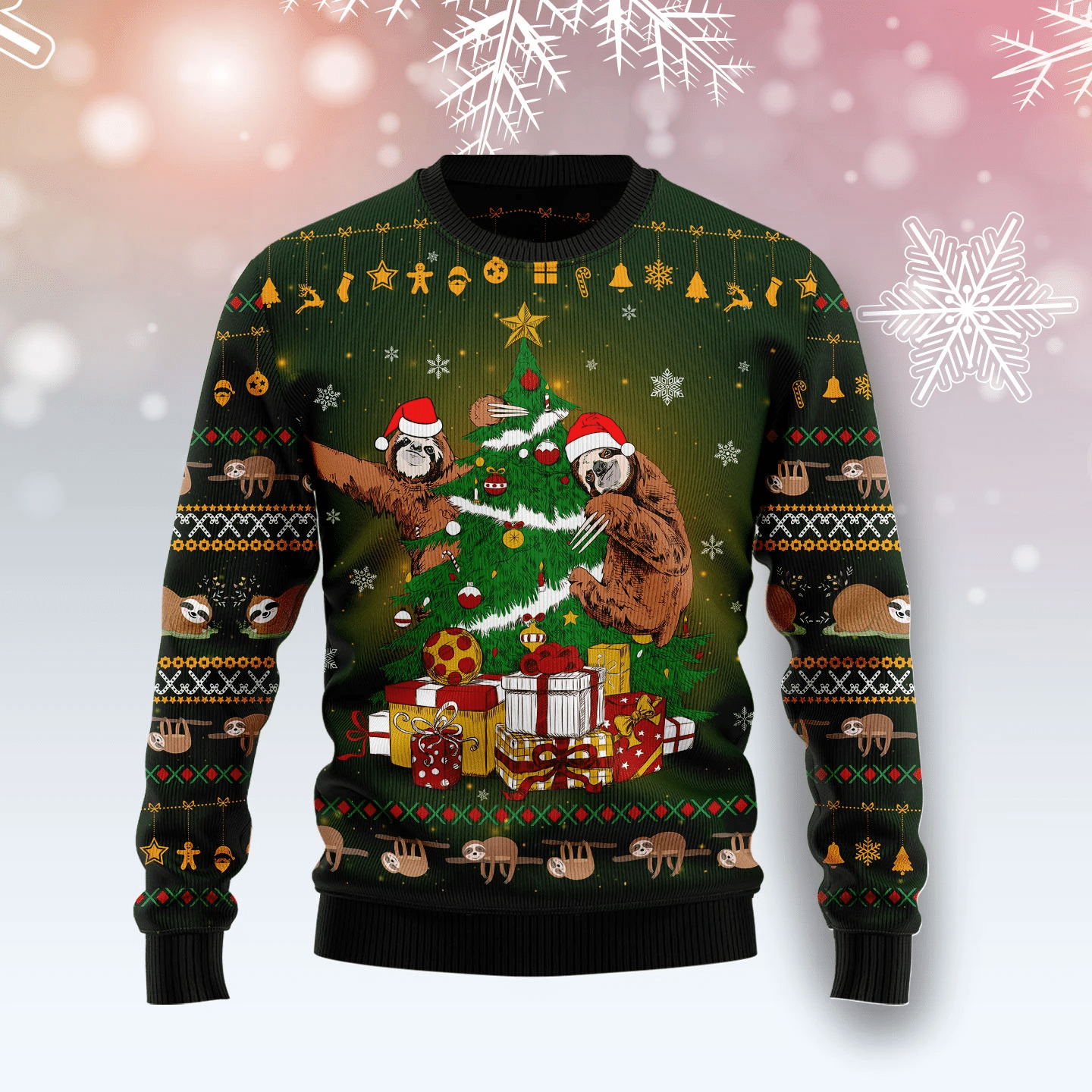 Sloth Christmas Tree Christmas Ugly Sweater