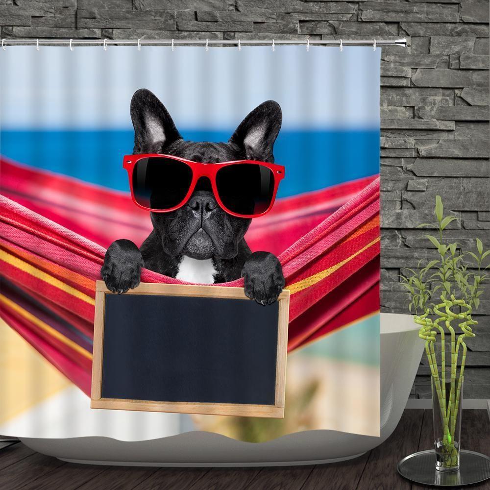 The Cute Dog Wear Glasses 3D Printed Shower Curtain Gift Home Decoration