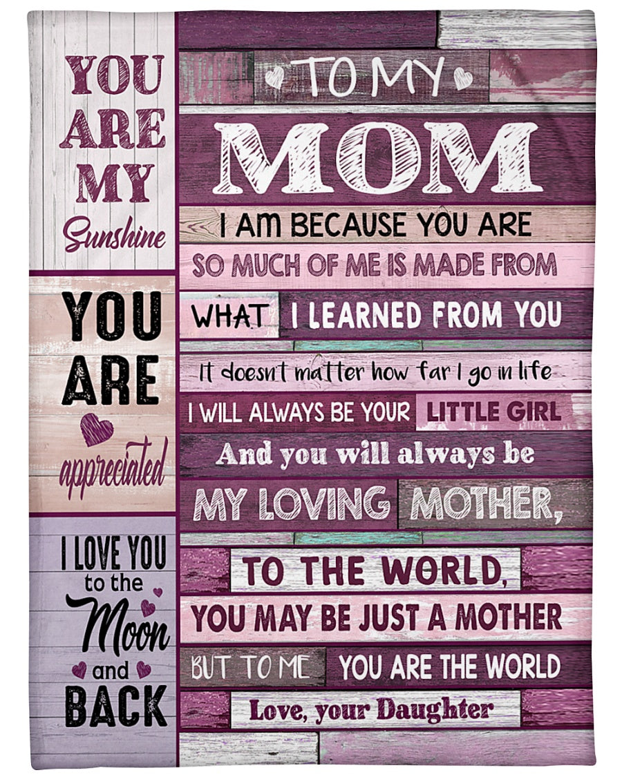 To My Mom I Am Because You Are Pink Blanket Gift For Mom From Daughter Birthday Gift Home Decor Bedding Couch Sofa Soft And Comfy Cozy