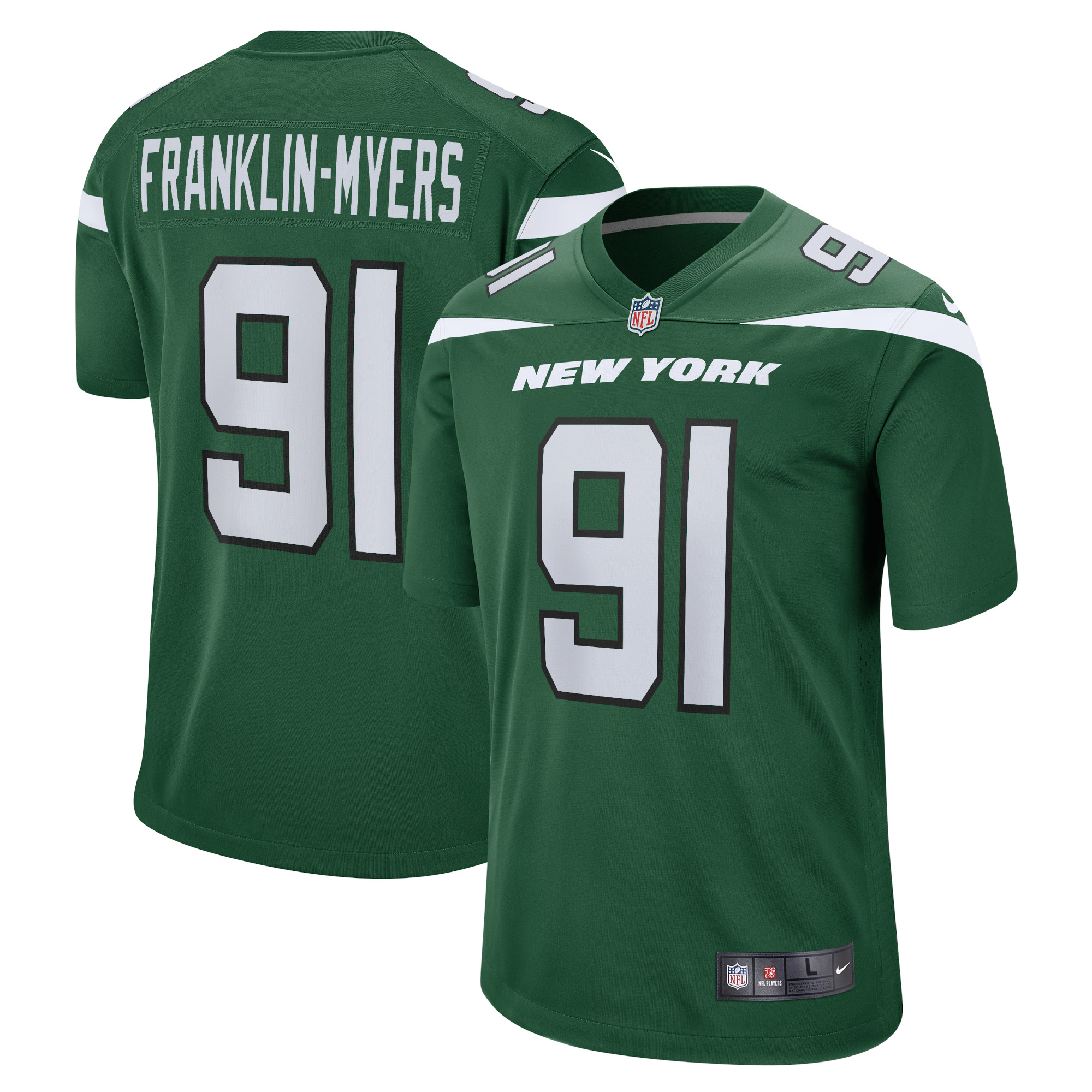 John Franklin-Myers New York Jets Game Jersey – Gotham Green