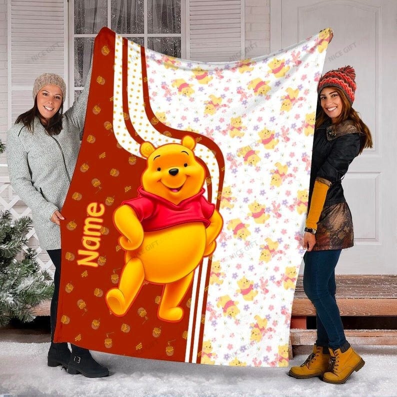 Winnie The Pooh Personalized Fleece Blanket Blk-R4J6