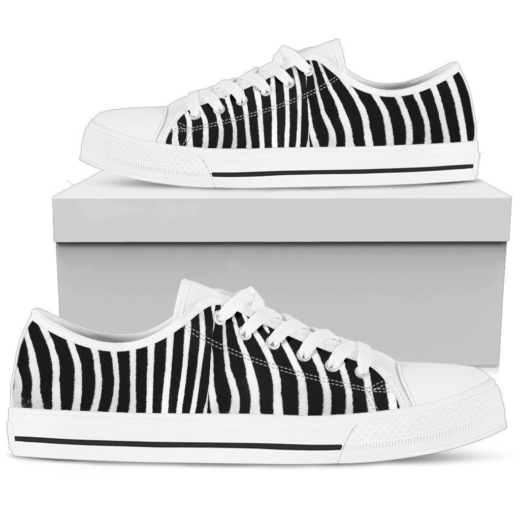 Zebra Print Black And White All Over Print Low Top Shoes