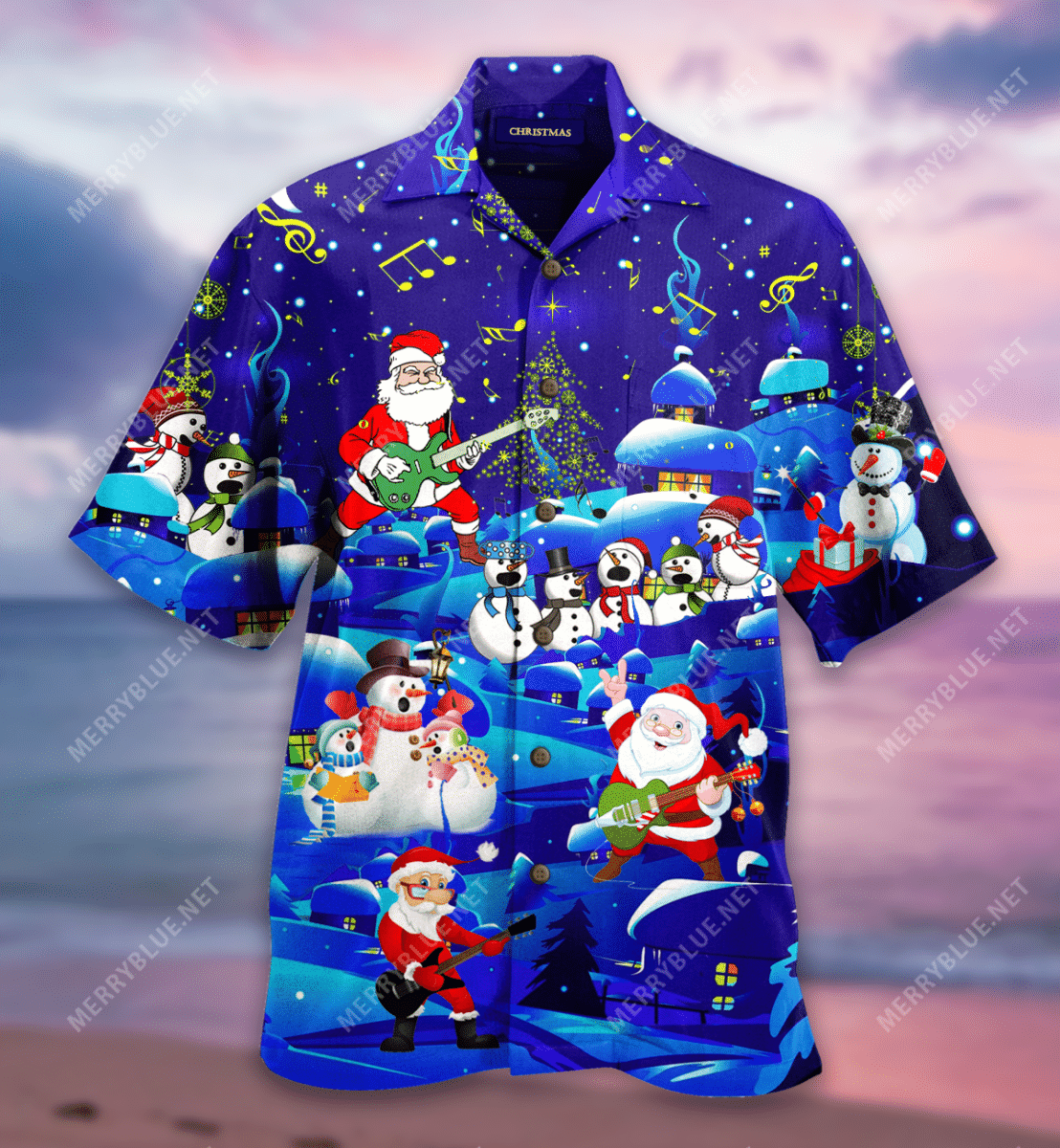 Santa Snowman Sing Christmas Song Unisex Hawaii Shirt Ha14387