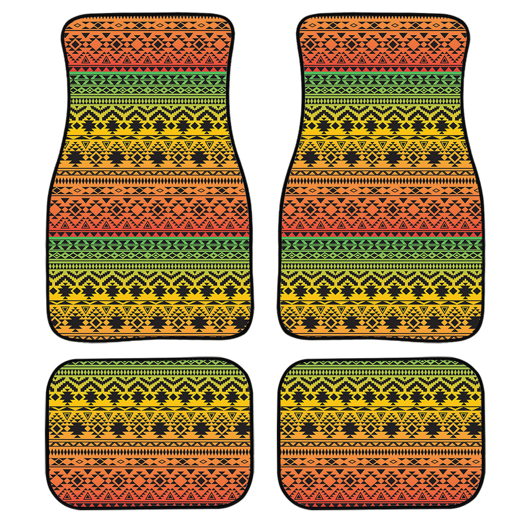 Rasta Tribal Pattern Print Front And Back Car Floor Mats, Front Car Mat