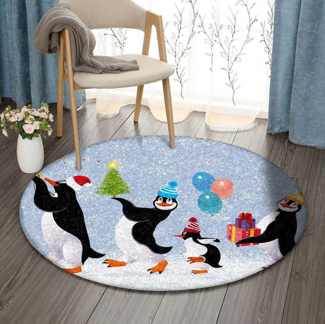 Penguin Christmas Sing GE394 Round Rug  CYSI2907