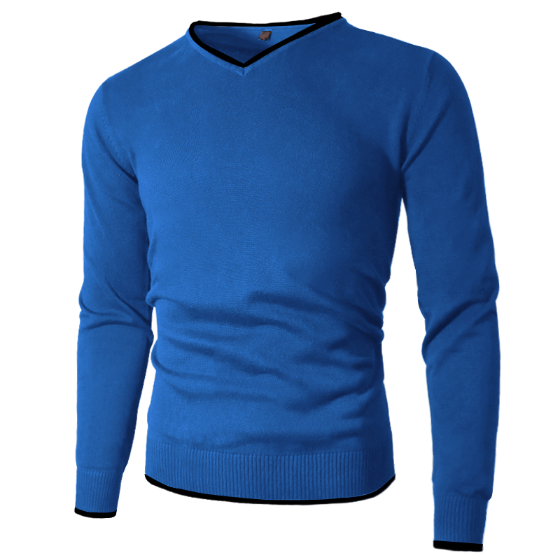 Autumn Sweaters Men Pullover Spring Cotton V-Neck Solid Slim Sweater Jumpers Male Knitwear Man Plus Size 4XL Simple Style Jersey alx