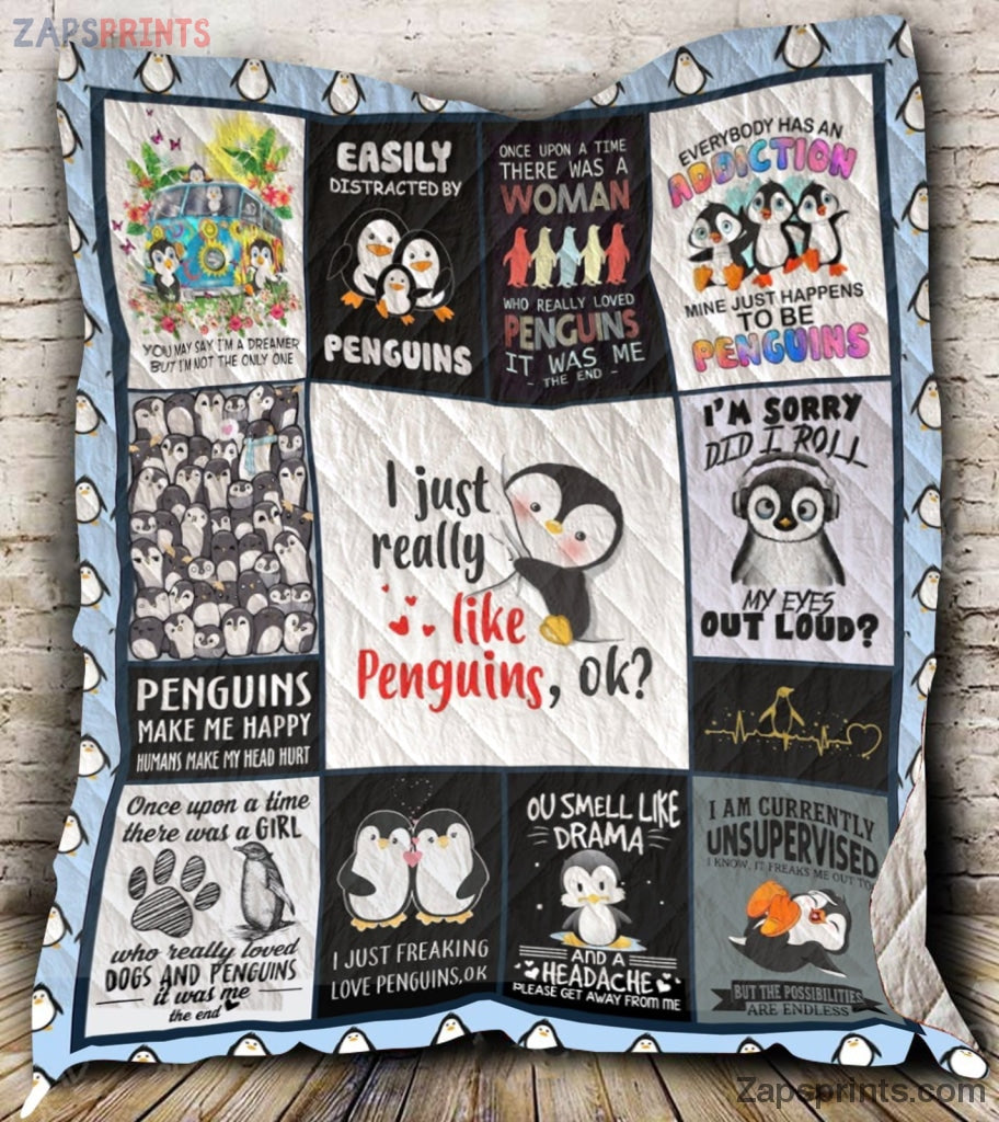 I Just Really Like Penguins, Ok? Fleece Blanket