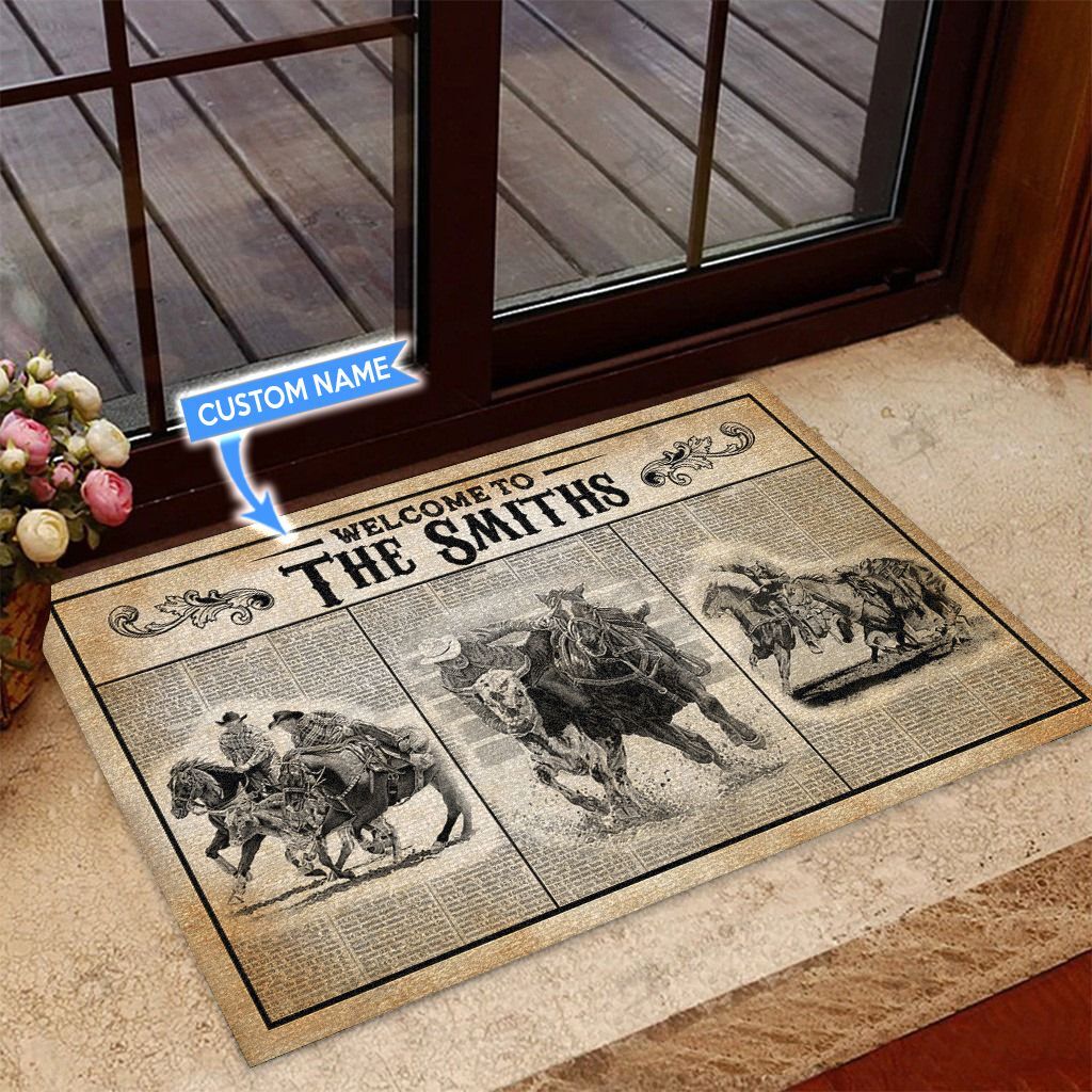 Steer wrestling Personalized Doormat TRJ20111701