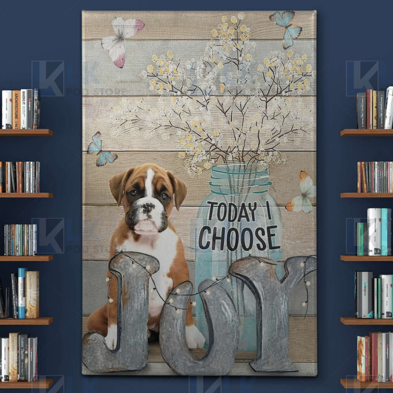 BOXER – CANVAS Today I Choose JOY [11-B] | Framed, Best Gift, Pet Lover, Housewarming, Wall Art Print, Home Decor