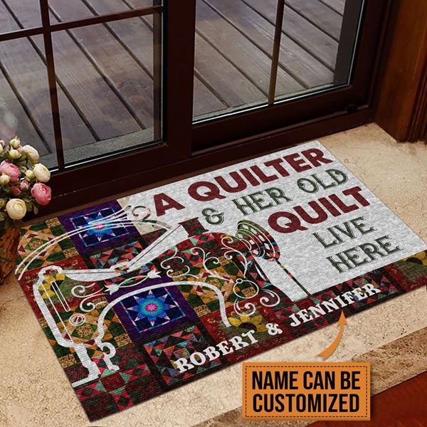 Personalized Quilting Quilter Old Quilt Live Here Doormat Hp101216