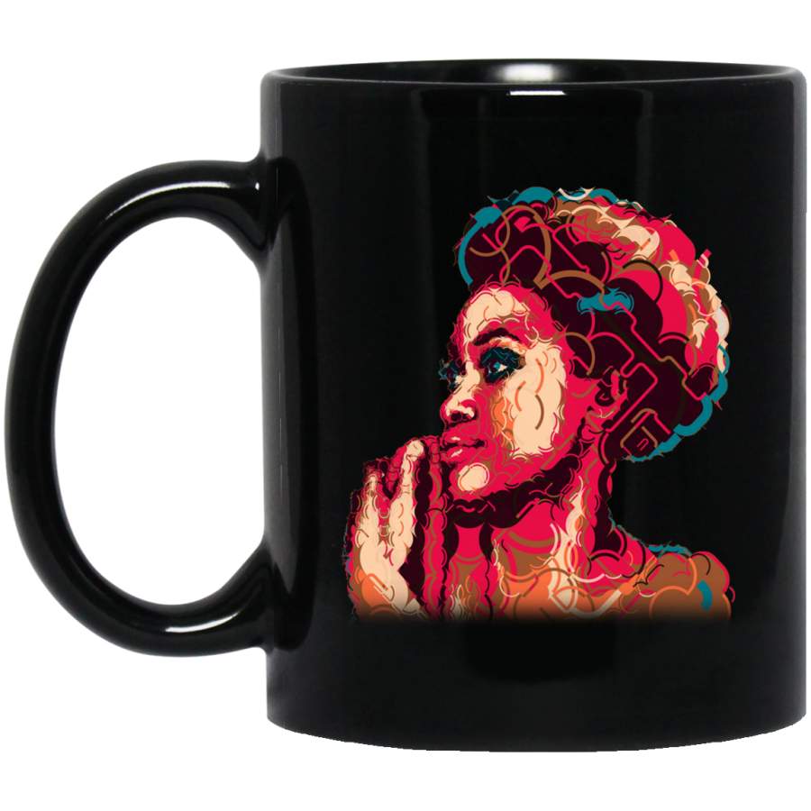 African American Coffee Mug Red Black Girl Afro Art 11oz – 15oz Black Mug