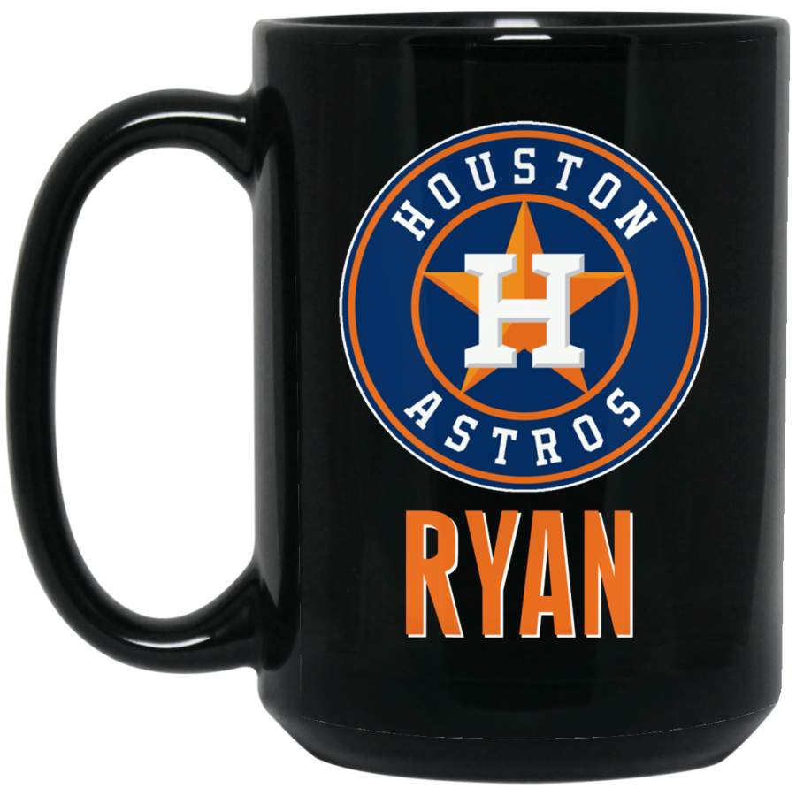 Custom Personalized Houston Astros Logo Orange-White Ryan BM15OZ 15 oz. Black Mug