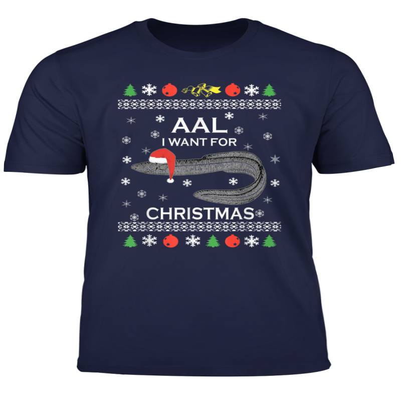 Angler Aal Weihnachten Zander Claus Ugly Christmas T Shirt