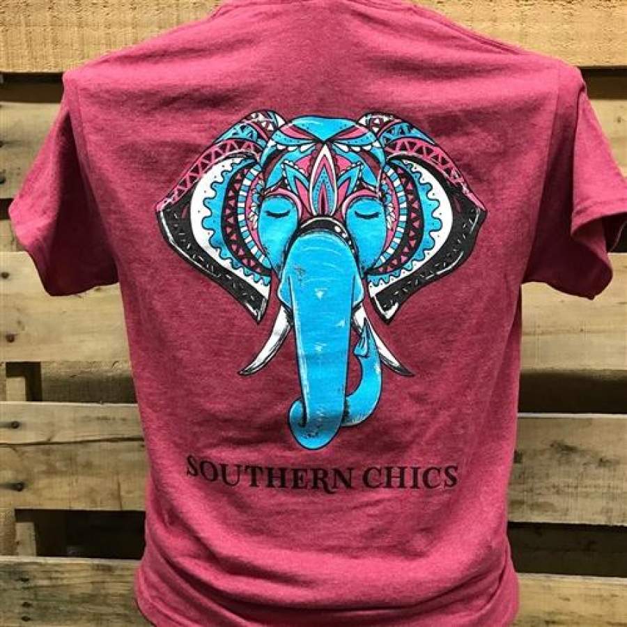 Southern Chics Preppy Elephant Bright Girlie T Shirt