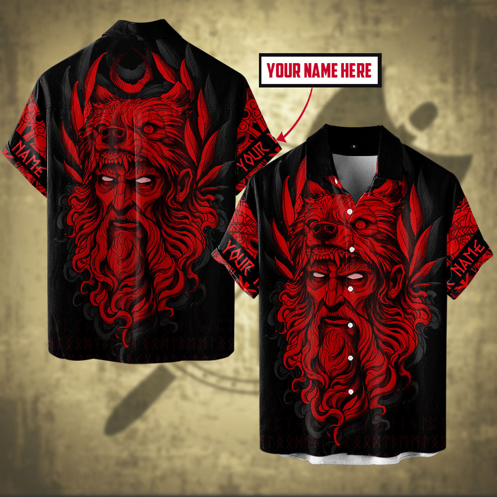 Viking Fenrir Wolf Of Odin Warrior Face Tattoo Customized All Over Print Hawaiian Ha52844